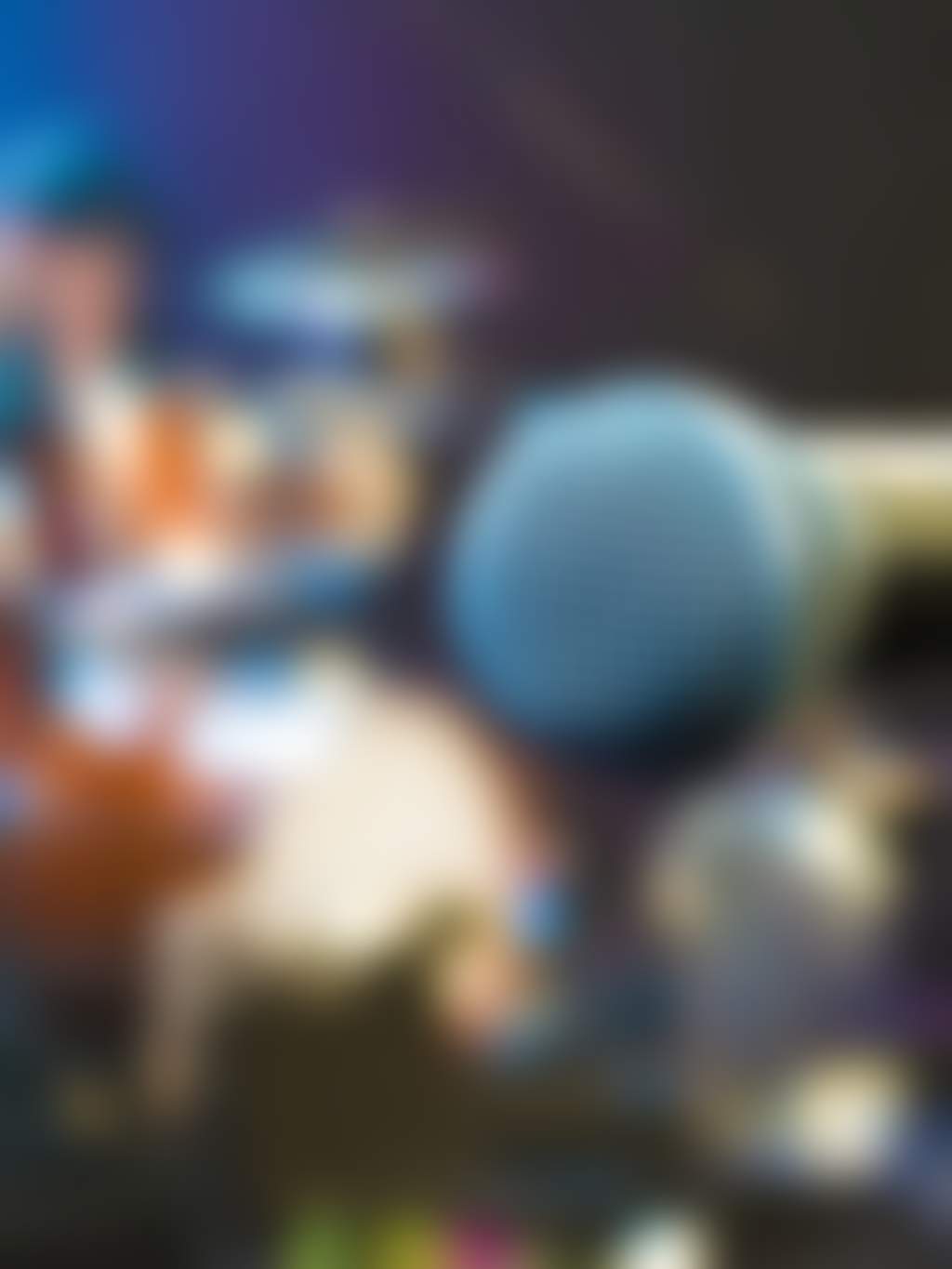 Microphone with drums background