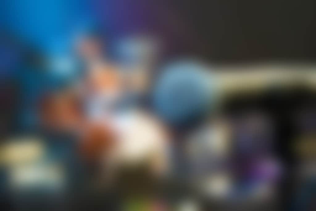 Microphone with drums background