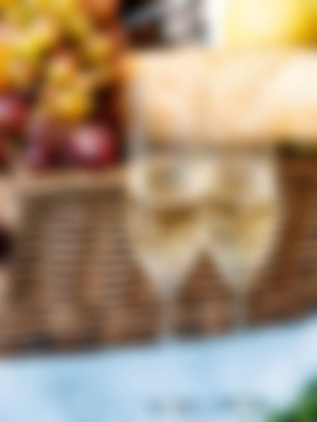 Picnic basket food and sparkling