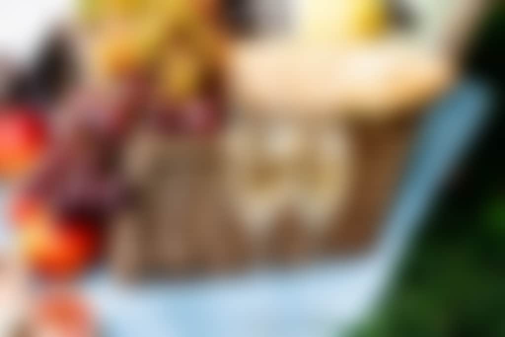 Picnic basket food and sparkling