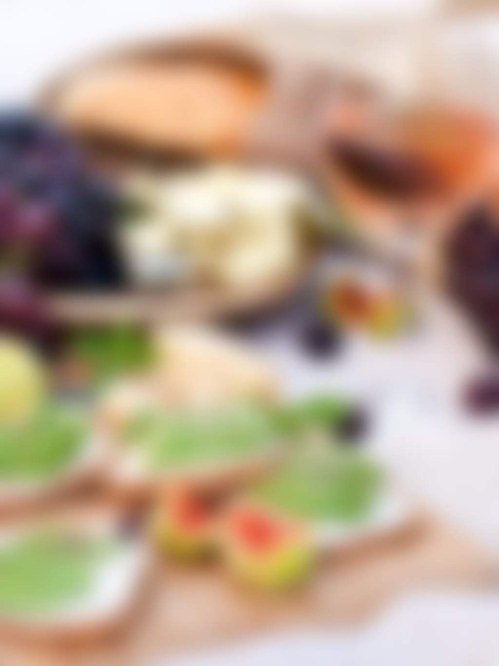 Picnic blanket food and wine